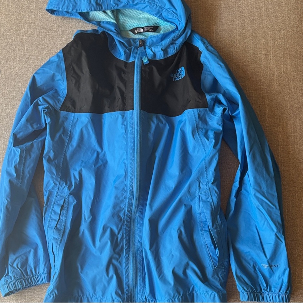 The North Face Kids Blue and Black Raincoat size 10